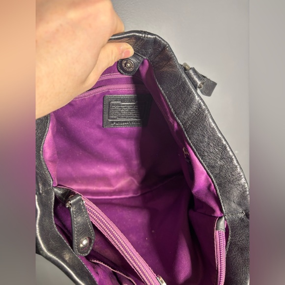 Coach Ashley Black Leather Satchel Handbag - Picture 5 of 7